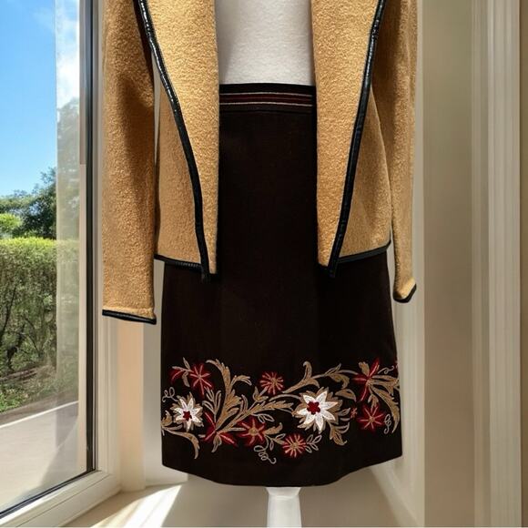 NEW Ann Taylor Loft Wool Classic Tailored Embroidered Floral A-line Skirt 4P - Picture 8 of 14